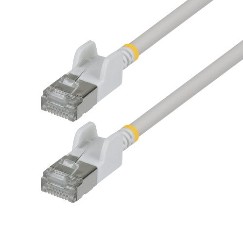StarTech.com 2m White Ultra Slim Cat6A Ethernet Cable, Snagless, FTP, Pure Bare Copper Wire, 34AWG Slim RJ45 Network Patch Cord, Individually Tested