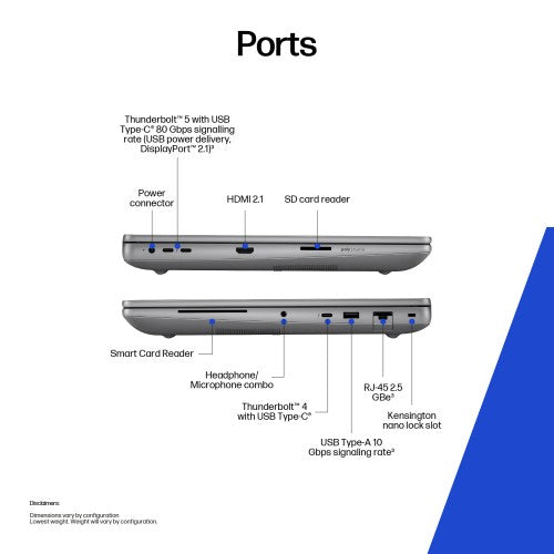 HP ZBook Fury G1i Wolf Pro Security Edition Intel Core Ultra 9 285HX Mobile workstation 40.6 cm (16") WQXGA 64 GB DDR5-SDRAM 2 TB SSD NVIDIA RTX PRO 4000 Blackwell Wi-Fi 7 (802.11be) Windows 11 Pro AI Workstation, AI PC Silver