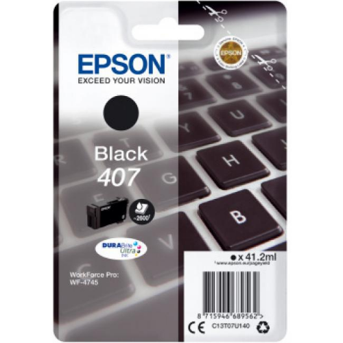 Epson C13T07U140/407 Ink cartridge black, 2.6K pages ISO/IEC 19752 41.2ml for Epson WF 4745
