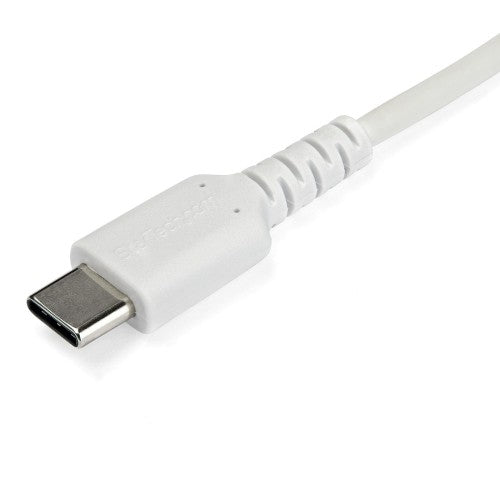 StarTech.com 3ft (1m) USB-C Fast Charging Cable, Rugged, Charge & Sync, 60W (3A) PD, USB 2.0, White TPE Jacket and Aramid Fiber - USB C Charging Cord