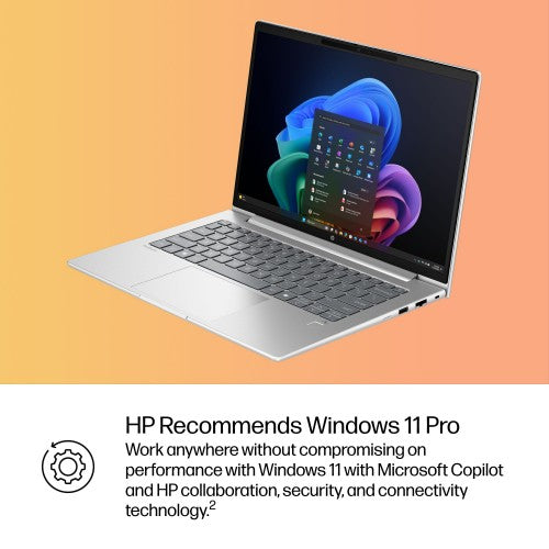 HP ProBook 4 G1q Next Gen AI PC Copilot+ PC Qualcomm Snapdragon X1-26-100 Laptop 35.6 cm (14") WUXGA 16 GB LPDDR5x-SDRAM 512 GB SSD Wi-Fi 6E (802.11ax) Windows 11 Pro Silver