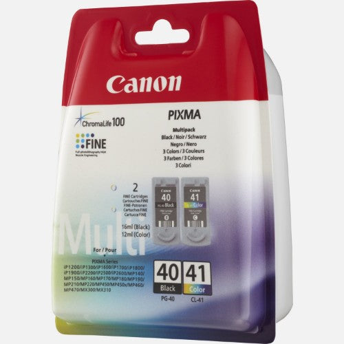 Canon 0615B051/PG-40+CL-41 Printhead cartridge multi pack black + color Blister with security Blister Acustic Magnetic 16ml+12ml Pack=2 for Canon Pixma IP 1600/2200/2500/2600/MX 300