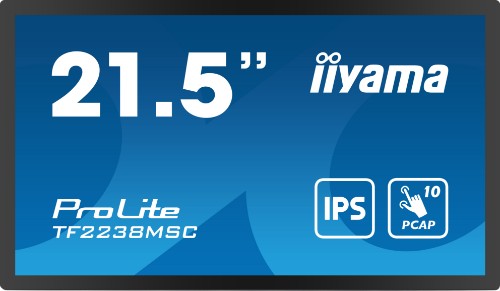 iiyama 21.5” 10pt Optical Bonded PCAP Open Frame Touch monitor with IPS panel technology, edge-to-edge glass design, anti-fingerprint coating and metal housing