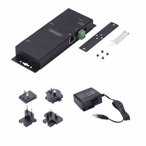 StarTech.com 2-Port Serial to Ethernet Adapter, IP Serial Device Server For Remote RS232 Devices, Wall/DIN Rail Mountable, Metal Housing, RJ45 LAN to DB9 Serial Converter, TAA