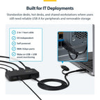 StarTech.com 4-Port USB-A Hub, 5Gbps, Self-Powered, 2-in-1 USB-C and USB-A Host Cable, 1x BC 1.2 Charging Port, 24W Power Adapter Included, MacBook and Windows