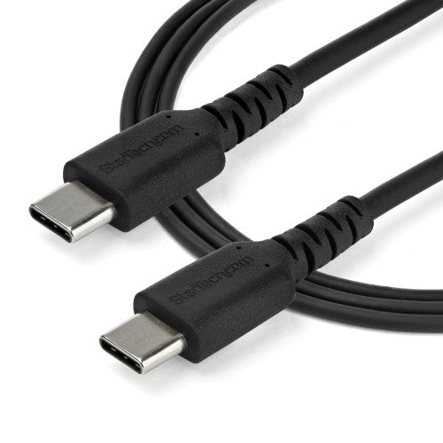 StarTech.com 3ft (1m) USB-C Fast Charging Cable, Rugged, Charge & Sync, 60W (3A) PD, USB 2.0, Black TPE Jacket and Aramid Fiber - USB C Charging Cord