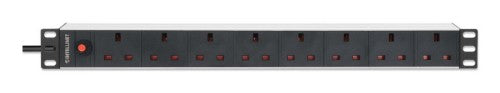 Intellinet 19" 1U PDU 7-way UK, Overload Protection, Rackmount, Power Distribution Unit, UK 3-pin outlets, 3m power cord, output