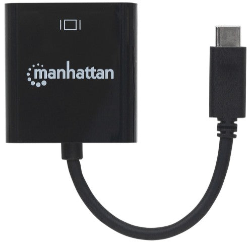 Manhattan USB-C to DisplayPort 1.2 Cable, 4K@30Hz, 21cm, Male to Female, Black, Lifetime Warranty