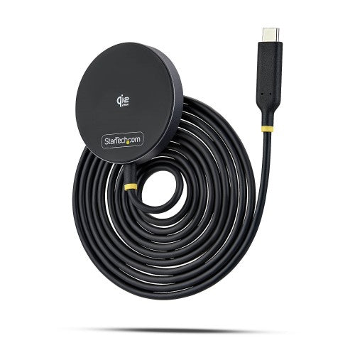 StarTech.com Qi2.2 Certified 25W Magnetic Wireless Charging Pad with 6.6ft (2m) USB-C Tethered Cable, MagSafe Compatible for iPhone 17/16 Pro/Pro Max, Black