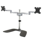 StarTech.com Dual Monitor Stand - Ergonomic Desktop Monitor Stand for up to 32" (17.6lb/8kg) VESA Displays - Free-Standing Articulating Universal Computer Monitor Mount - Adjustable Height - Silver