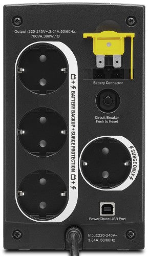 APC Back-UPS uninterruptible power supply (UPS) Line-Interactive 0.7 kVA 390 W 4 AC outlet(s)
