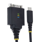 StarTech.com 1ft (30cm) USB-C to Serial Adapter Cable, COM Retention, FTDI Chipset, Type-C to Male DB9 RS232, Status LEDs, Interchangeable DB9 Screws and Nuts