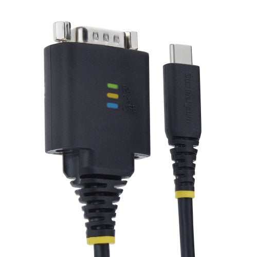 StarTech.com 1ft (30cm) USB-C to Serial Adapter Cable, COM Retention, FTDI Chipset, Type-C to Male DB9 RS232, Status LEDs, Interchangeable DB9 Screws and Nuts
