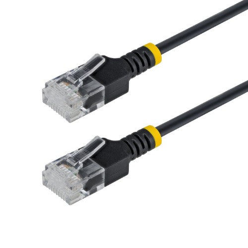 StarTech.com 80cm Black Ultra Slim Cat6A Ethernet Cable, UTP, Pure Bare Copper Wire, 34AWG Slim RJ45 Network Patch Cord, Individually Tested