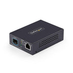 StarTech.com 10GbE Multi-Gigabit Open SFP+ Fiber Media Converter, Standalone 10 Gigabit Ethernet RJ-45 to 10GBASE-X SFP+, Single-Mode / Multi-Mode, 16K Jumbo Frames - TAA