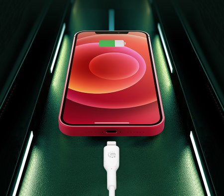 Manhattan USB-C to Lightning Cable, Charge & Sync, 2m, White, For Apple iPhone/iPad/iPod, Male to Male, MFi Certified (Apple approval program), 480 Mbps (USB 2.0), Hi-Speed USB, Lifetime Warranty