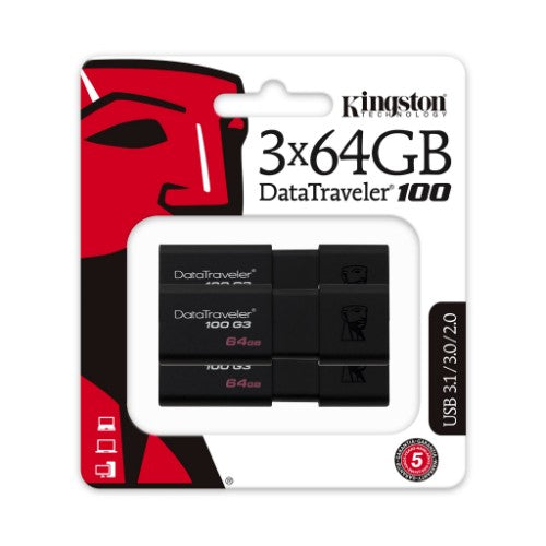 Kingston Technology DataTraveler 100 G3 USB flash drive 64 GB USB Type-A 3.2 Gen 1 (3.1 Gen 1) Black