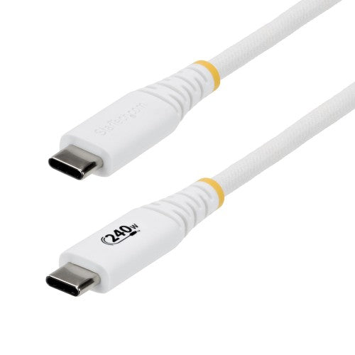 StarTech.com 3m (10ft) USB-C Charging Cable, Durable and Ultra-Flexible, 240W (5A) PD EPR, USB 2.0 Laptop Charger Cable, USB-IF Certified, Rugged USB-C Charging Cord - White