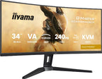 iiyama G-MASTER GCB3486WQSCP-B1 computer monitor 86.4 cm (34") 3440 x 1440 pixels UltraWide Quad HD Black