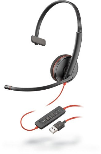 HP Poly Blackwire 3210 Monaural USB-C Headset +USB-C/A Adapter (Bulk)