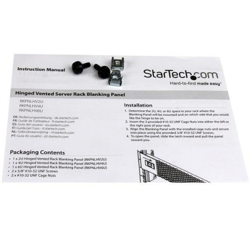 StarTech.com 2U Hinged & Vented Blank Rack Panel