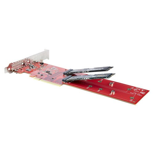 StarTech.com Dual M.2 PCIe SSD Adapter Card, PCIe x8 / x16 to Dual NVMe or AHCI M.2 SSDs, PCI Express 4.0, 7.8GBps/Drive, Bifurcation Required - Windows/Linux Compatible - TAA