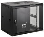 Intellinet 19" Network Cabinet - Wall Mount (Standard), 6U, 450mm Deep, Black, Assembled, Max 60kg, Suitable also for use on desk or floor, Usable Depth 350mm, Metal & Glass Door, Back Panel, Removeable Sides, Parts for wall install (eg screws/rawl plugs)