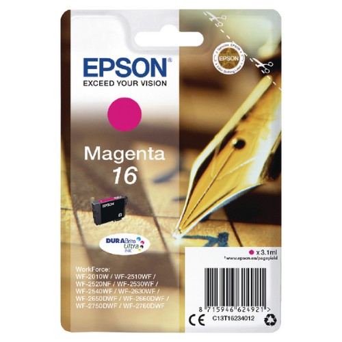 Epson C13T16234012/16 Ink cartridge magenta, 165 pages 3,1ml for Epson WF 2010/2660/2750