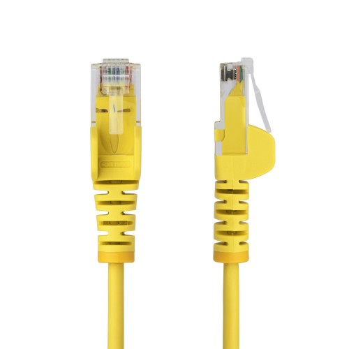 StarTech.com 1.5m Yellow Slim CAT6 Ethernet Cable, Snagless, 100W PoE, UTP, LSZH, 28AWG Pure Bare Copper Wire, Slim RJ45 Network Patch Cord w/Strain Reliefs, Individually Tested