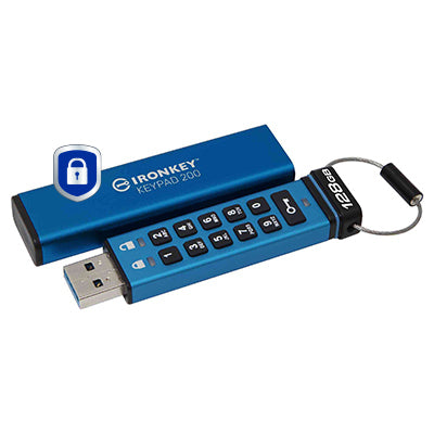 Kingston Technology IronKey 128GB Keypad 200, FIPS 140-3 Lvl 3 AES-256 Hardware Encrypted