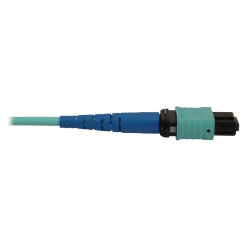 Tripp Lite N846B-03M-24-P 40/100/400G Multimode 50/125 OM3 Fiber Optic Cable (24F MTP/MPO-PC F/F), LSZH, Aqua, 3 m (9.8 ft.)
