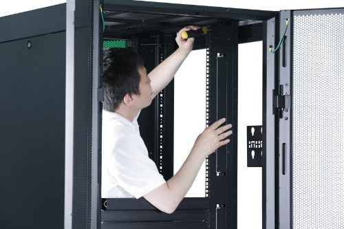 APC Easy Rack, 42U, Black, With Roof, Castors, Feet, 4 Brackets, and Side Panels, No Bottom, 1991H x 600W x 800D mm