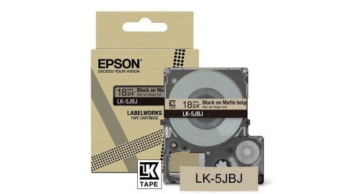 Epson C53S672091/LK-5JBJ DirectLabel-etikettes black on beige matt 18mm x 8m for Epson LabelWorks LW-C 410/610