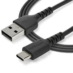 StarTech.com 3ft (1m) USB-A to USB-C Fast Charging Cable, Rugged, Charge & Sync, 3A, USB 2.0, Black TPE Jacket and Aramid Fiber - USB Charging Cord