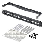 StarTech.com 24 Port 1U Blank Keystone Patch Panel with Cable Management Bar, Rackmount Cat6 Patch Panel for RJ45 UTP Ethernet Network Jacks