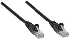 Intellinet Network Patch Cable, Cat6, 0.25m, Black, CCA, U/UTP, PVC, RJ45, Gold Plated Contacts, Snagless, Booted, Lifetime Warranty