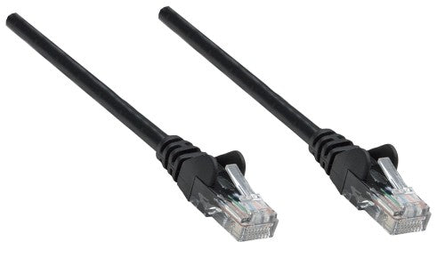 Intellinet Network Patch Cable, Cat6, 0.25m, Black, CCA, U/UTP, PVC, RJ45, Gold Plated Contacts, Snagless, Booted, Lifetime Warranty