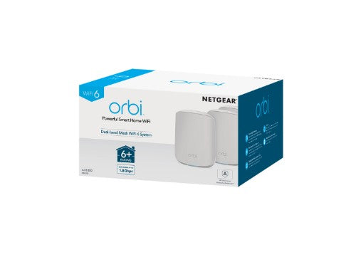 NETGEAR Orbi RBK353 AX1800 WiFi 6 Dual-band Mesh System Dual-band (2.4 GHz / 5 GHz) Wi-Fi 6 (802.11ax) White 7 Internal