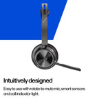 HP Poly Voyager Focus 2 Microsoft Teams Certified USB-C-C Headset +USB-C/A Adapter +Charging Stand