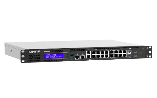 QNAP QGD-1602P Managed L2 Gigabit Ethernet (10/100/1000) Power over Ethernet (PoE) 1U Black, Grey