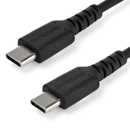 StarTech.com 3ft (1m) USB-C Fast Charging Cable, Rugged, Charge & Sync, 60W (3A) PD, USB 2.0, Black TPE Jacket and Aramid Fiber - USB C Charging Cord