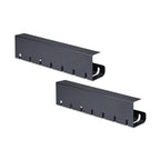 StarTech.com 2-Pack Under Desk Cable Management Tray, 42" Long (21" Per Tray), Metal Slotted Style Cable Organizer, Screw-On Install, Power Bar Holder, Black, TAA