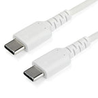 StarTech.com 3ft (1m) USB-C Fast Charging Cable, Rugged, Charge & Sync, 60W (3A) PD, USB 2.0, White TPE Jacket and Aramid Fiber - USB C Charging Cord