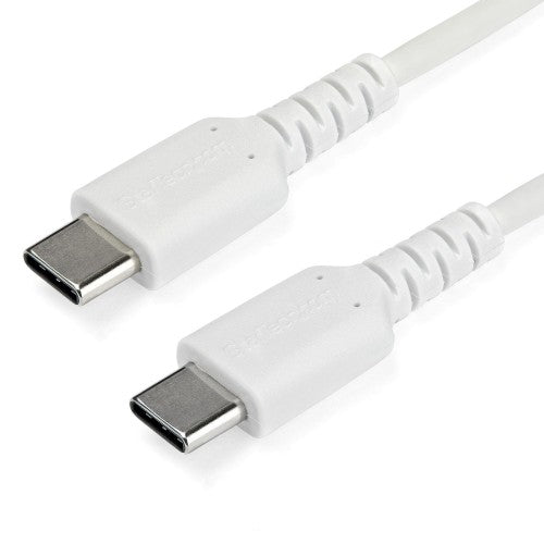 StarTech.com 3ft (1m) USB-C Fast Charging Cable, Rugged, Charge & Sync, 60W (3A) PD, USB 2.0, White TPE Jacket and Aramid Fiber - USB C Charging Cord