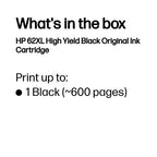 HP C2P05AE/62XL Printhead cartridge black high-capacity, 600 pages ISO/IEC 24711 for HP Envy 5640