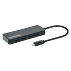 Manhattan USB-C Dock/Hub, Ports (x7): USB-A (x7), 5 Gbps (USB 3.2 Gen1 aka USB 3.0), External Power Supply Not Needed, Universal for all devices, Cable 15cm, SuperSpeed USB, Black, Three Year Warranty