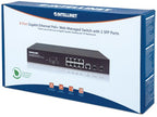 Intellinet 8-Port Gigabit Ethernet PoE+ Web-Managed Switch with 2 SFP Ports, IEEE 802.3at/af Power over Ethernet (PoE+/PoE) Compliant, 140 W, Endspan, Desktop, 19" Rackmount (UK power cord)