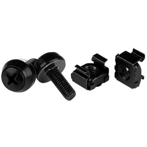 StarTech.com 50-Pack M5 12mm Screws, Square Hole Cage Nuts and Installation Tool, Hardware Mounting Kit for 19" or 10" Server Racks, Cabinets and Enclosures, Black - TAA
