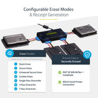 StarTech.com 4 Bay SSD/HDD Hard Drive Eraser - 2.5" & 3.5" SATA - Hostless Standalone Secure Erase External Disk Sanitizer - 9 Erase Modes - RS232 Printer Port - NIST/DOD & TAA Compliant