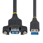 StarTech.com 2m Panel Mount USB Cable A to A, M/F, USB-A Male to Female Extension Cable, USB 5Gbps Panel Mount Adapter Cable